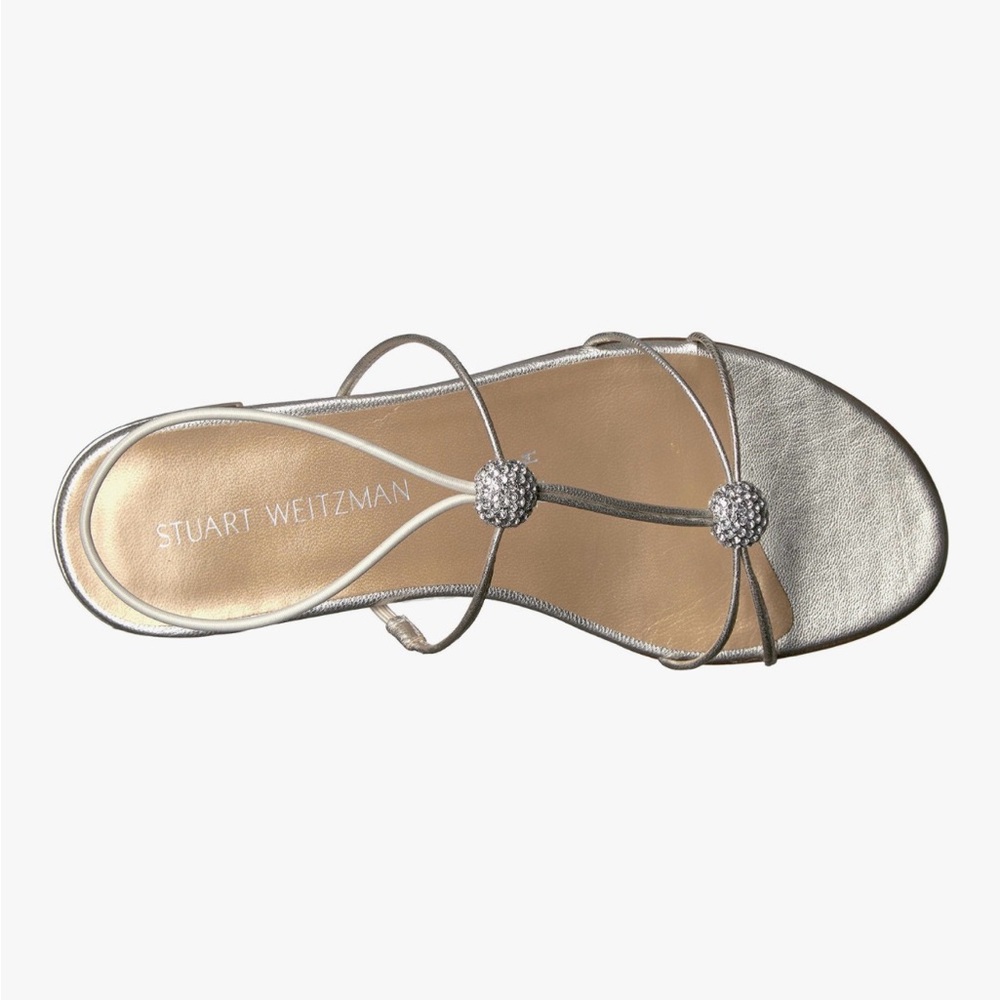 Stuart Weitzman Metallic Silver Flat Sandals - Picture 9 of 11